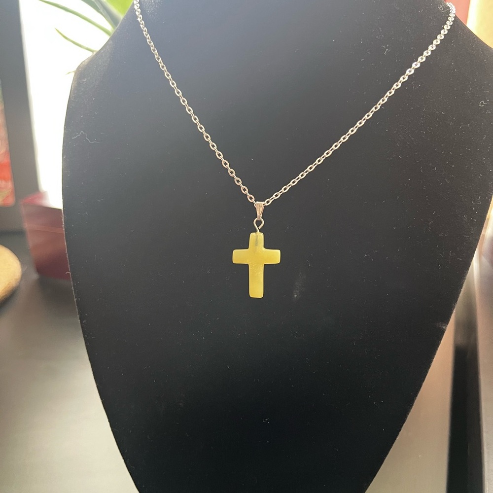 Stone cross necklace